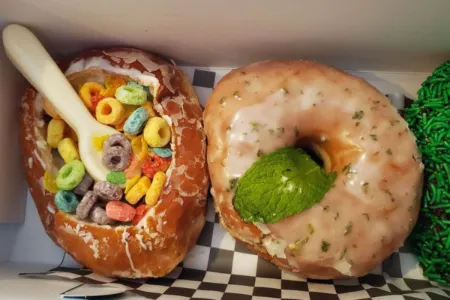 Selection of creatively named and decorated donuts at Wicked Donuts Las Vegas