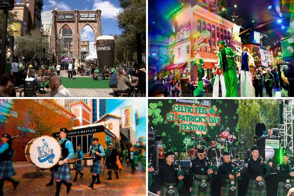 Brooklyn Bridge at New York New York Las Vegas St. Patrick's Day Celebration