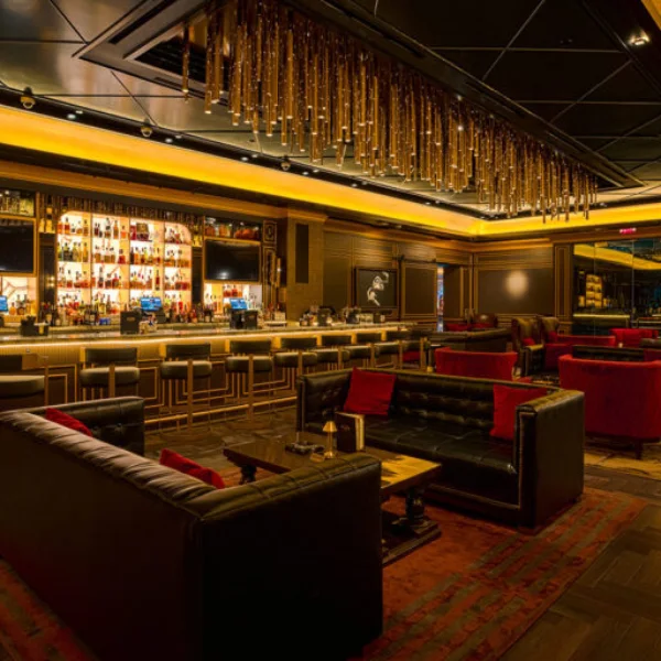 This is the cigar bar and lounge inside Eight Lounge at Resorts World Las Vegas