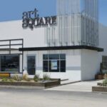 Art Square gallery in Downtown Las Vegas Arts District with modern facade and planters a First Friday art venue