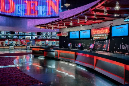 Modern lobby and lounge at Brenden Theatres Palms Las Vegas