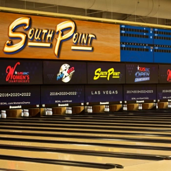 Tournament setup at the large South Point Bowling Center Las Vegas