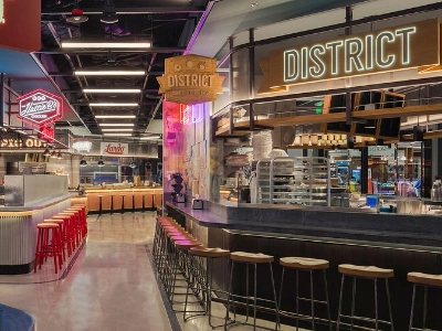 neon entrance sign for block 16 food hall at cosmopolitan las vegas