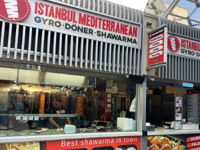 food stall serving shawarma and doner at istanbul mediterranean las vegas strip open until 5am
