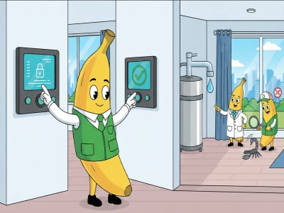 Cartoon bananas representing Las Vegas home security water softening and pest control services