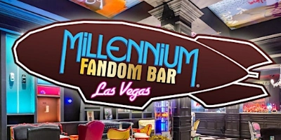 Interior of Millennium Fandom Bar in Las Vegas decorated for cosplay karaoke night