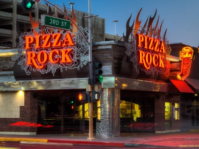 pizza rock personal pizza and beer