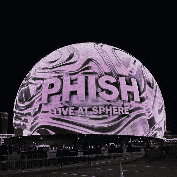 Phish Live at Sphere Las Vegas 2026 promotional image displayed at Sphere Las Vegas