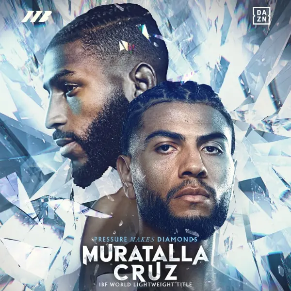 Promotional poster for Muratalla vs Cruz IBF World Lightweight Title fight at Fontainebleau Las Vegas on January 24 2025