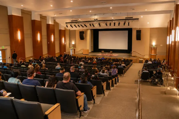 The 276-seat Lecture Hall at West Charleston Library provides auditorium seating for educational and cultural programs.