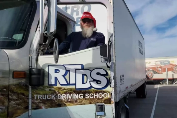 Las Vegas CDL training truck with instructor during driving school practice session