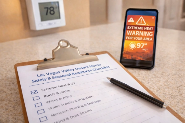 Quick-start home checklist for Las Vegas Valley heat, monsoon readiness, and seasonal maintenance