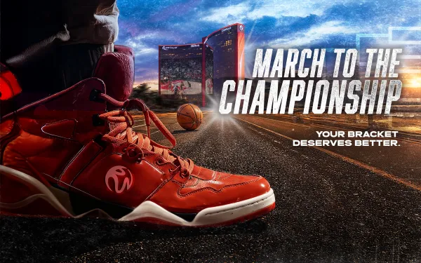 a promotional banner for the March to the Championship basketball tournament viewing parties at resorts world las Vegas