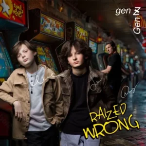 Promotional photo of Raized Wrong showing two boys and an adult in a retro arcade setting with generational labels Gen Z and Gen X