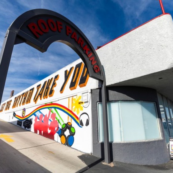 An exterior view of the DJ Museum in Las Vegas