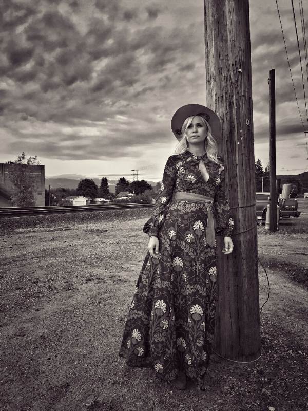 Black and white portrait of folk singer Sofia Talvik for her Las Vegas library tour