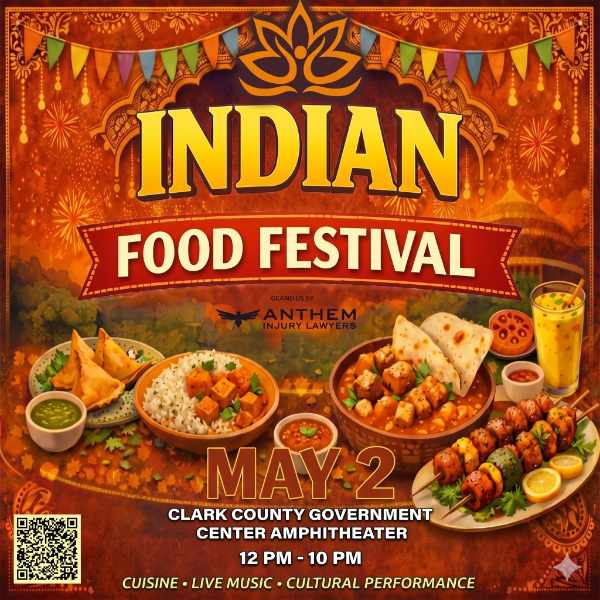 A detailed promotional poster for an 'INDIAN FOOD FESTIVAL' in a 1x1 square format. The top features a large golden lotus logo and a 'hanging' flag banner. Centered below is the text 'INDIAN' in gold letters, with a red banner saying 'FOOD FESTIVAL' underneath. Multiple authentic Indian dishes.