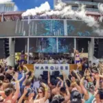 A massive crowd of people party at Marquee Day Club in Las Vegas
