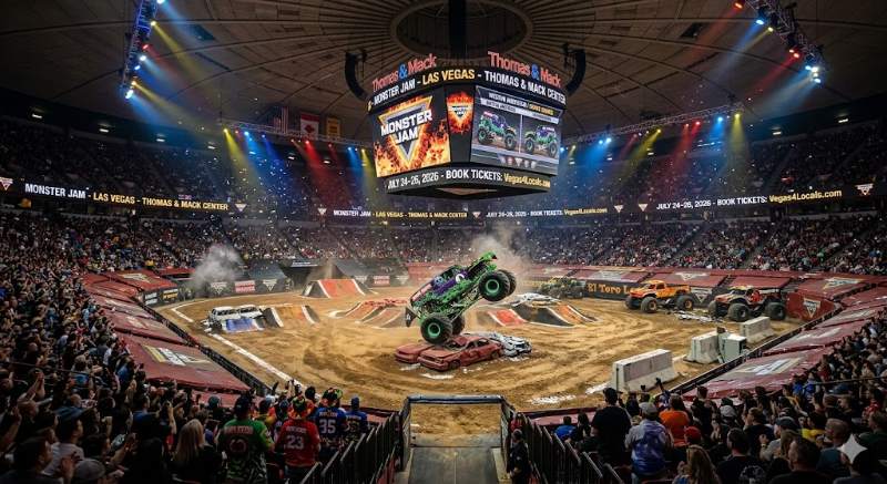 Monster Jam cars crush each other in Las Vegas