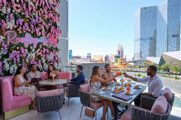 Rooftop view of the Las Vegas Strip from the Sugar Factory during the Azucar Latin Nights party.