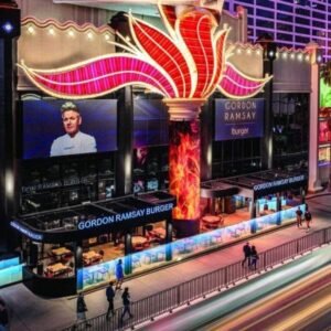 Gordon Ramsay Burger Restaurant Las Vegas Stripside view of restaurant