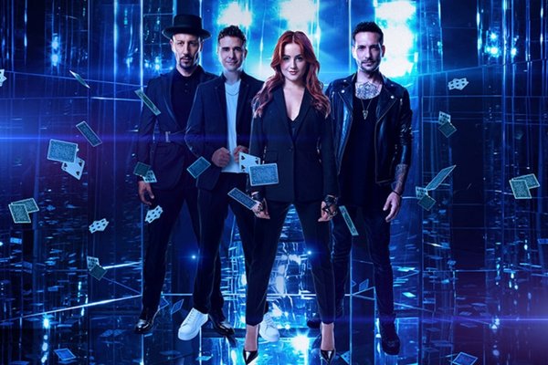 Now You See Me Live Four Horsemen illusionists in a cinematic magic scene at MGM Grand Las Vegas