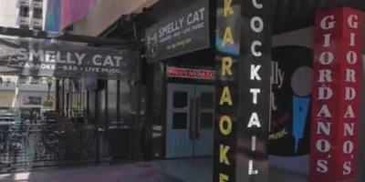 The entrance to Smelly Cat Karaoke and Cocktails Bar ar the Grand Bazzarr Shops in Las Vegas
