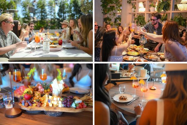 The Guesthouse Las Vegas Brunch and Dinner pictures of outdoor and indoor with guests, drinks and appetizers