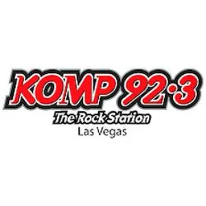 KOMP 92.3 FM rock radio station logo in Las Vegas.