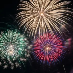 Multi-colored fireworks exploding in the sky