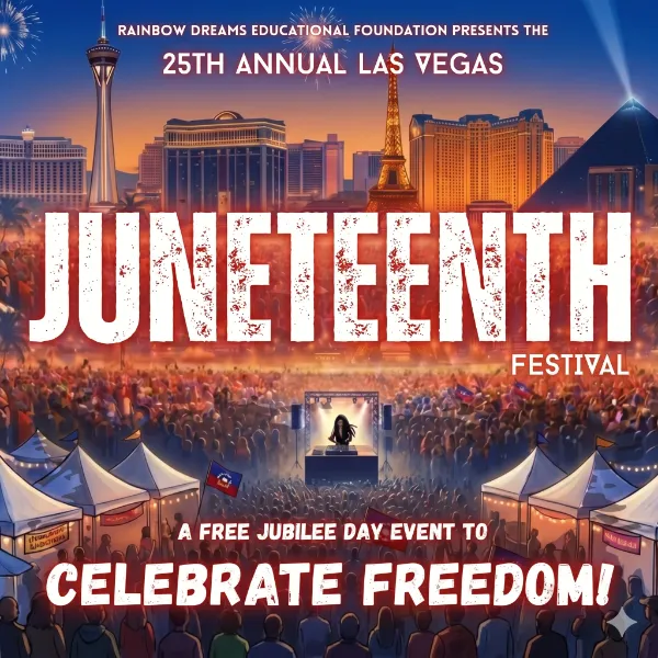 A promotional image for the 25th Annual Junteenth Festival at Symphony Park in Las Vegas