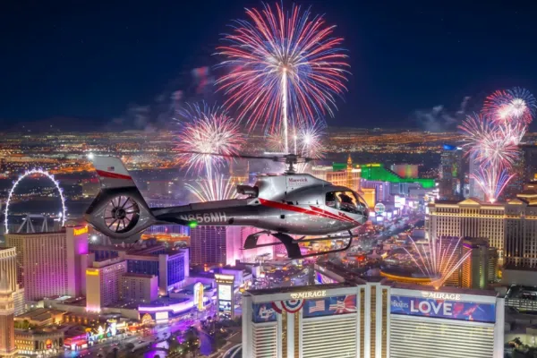 Helicopter flight over the Las Vegas Strip during Fourth of July weekend