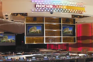 The entrance to the Rocks Lounge at Rod Rock Hotel Casino in Las Vegas