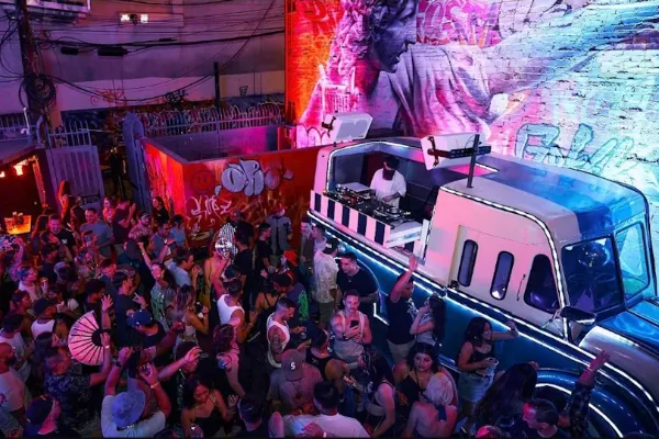 We All Scream Las Vegas nightclub and ice cream venue with disco DJ and colorful Fremont East nightlife