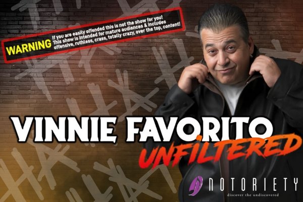 Vinnie Favorito Unfiltered promotional poster for the Las Vegas comedy show