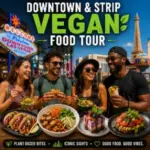 Guests enjoy delicious plant-based dishes during the Downtown and Strip Vegan Food Tour in Las Vegas.