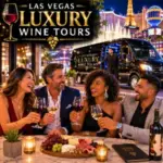 Guests enjoy an upscale wine tasting at an elegant Las Vegas wine bar during a luxury wine tour.