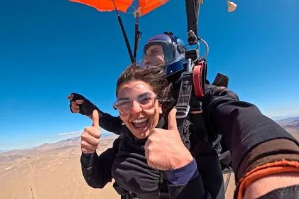 Tandem skydiving package with Las Vegas coach transportation and professional Grand Canyon photos and video