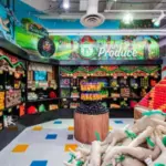 Grocery store shelves display unreal produce and other typical (and atypical) provisions at Omega Mart at Area15 in Las Vegas.