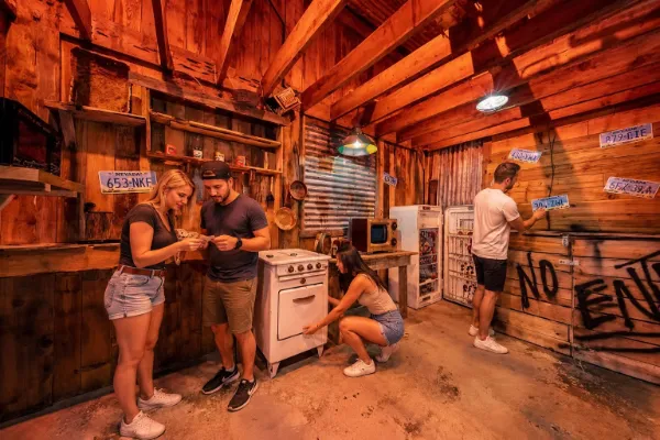 Guests searching for clues inside PanIQ Escape Room Las Vegas