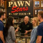 Guests explore famous memorabilia and behind-the-scenes exhibits during the Pawn Stars VIP Tour in Las Vegas.