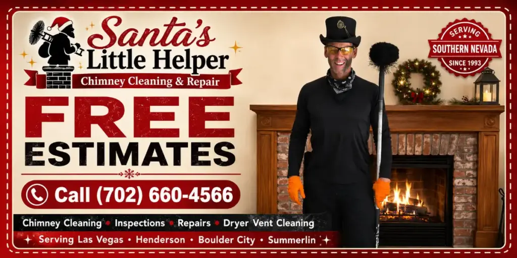 Chad of Santa’s Little Helper promoting free chimney cleaning and repair estimates in the Las Vegas Valley.