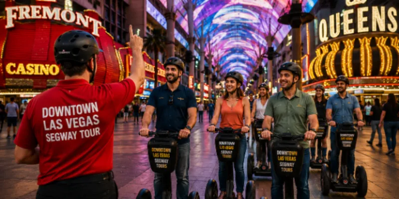Guests riding Segways during a guided sightseeing tour through Downtown Las Vegas