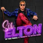 Sir Elton tribute performer in a colorful stage costume.