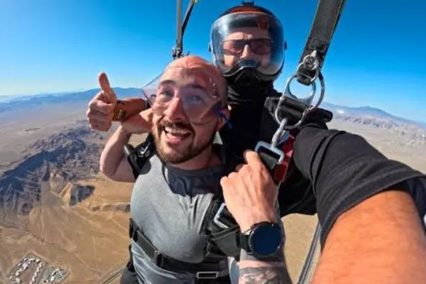 Tandem skydiving experience above Jean Sport Aviation Center and the Southern Nevada desert