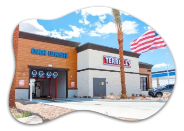 Terrible’s Car Wash exterior with wash entrance and company signage in Las Vegas