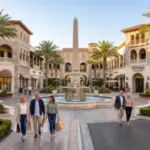 Visitors shopping and dining in the European-inspired surroundings of Tivoli Village in Las Vegas.
