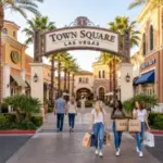 Visitors shopping and dining at the open-air Town Square Las Vegas.