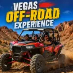 Guests drive a high-performance off-road UTV across rugged desert trails during a Vegas Off-Road Experience.