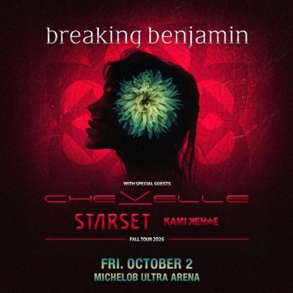 Breaking Benjamin performing live in concert at Michelob ULTRA Arena in Las Vegas.